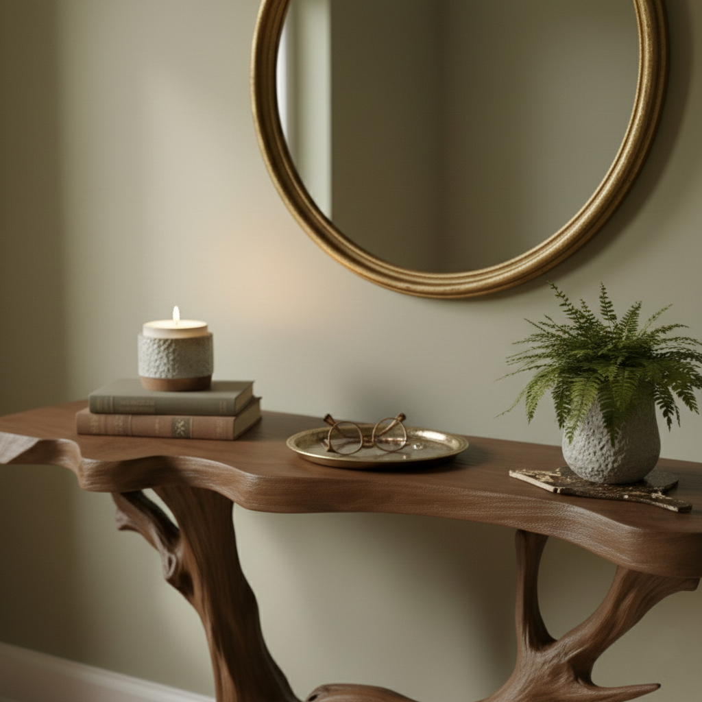 Sculptural Driftwood Root Console Table – Organic Modern Entryway Statement