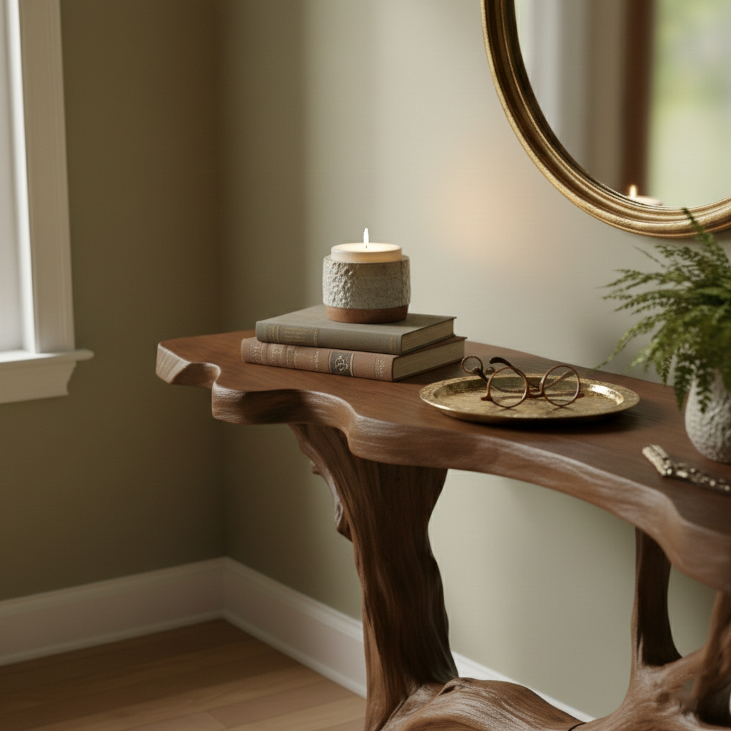 Sculptural Driftwood Root Console Table – Organic Modern Entryway Statement
