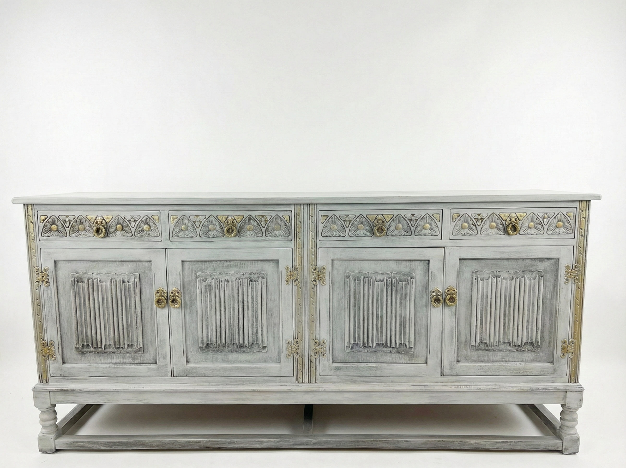 Handmade Rustic White Sideboard – Vintage Farmhouse Wooden Console & Buffet Cabinet