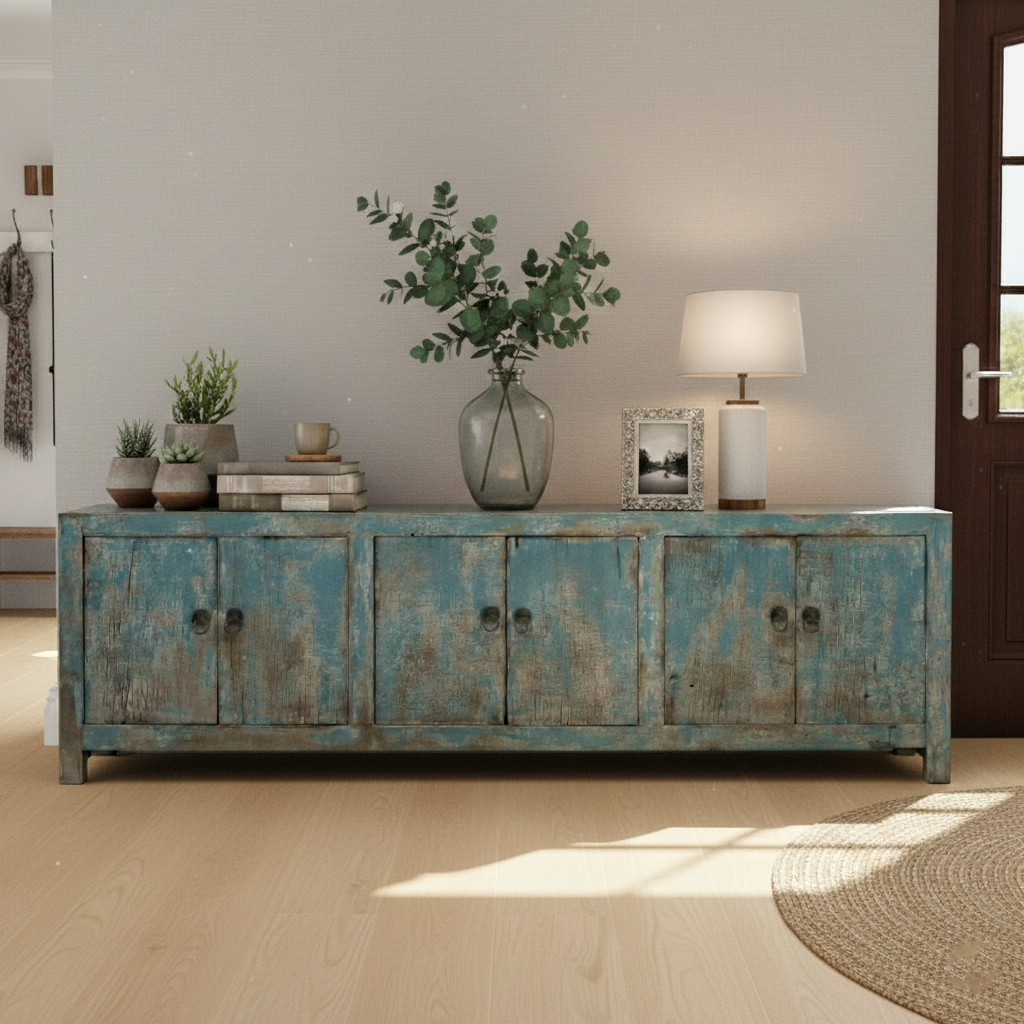 Massive Timber Block Console Table – Hand-Carved Solid Wood Architectural Statement