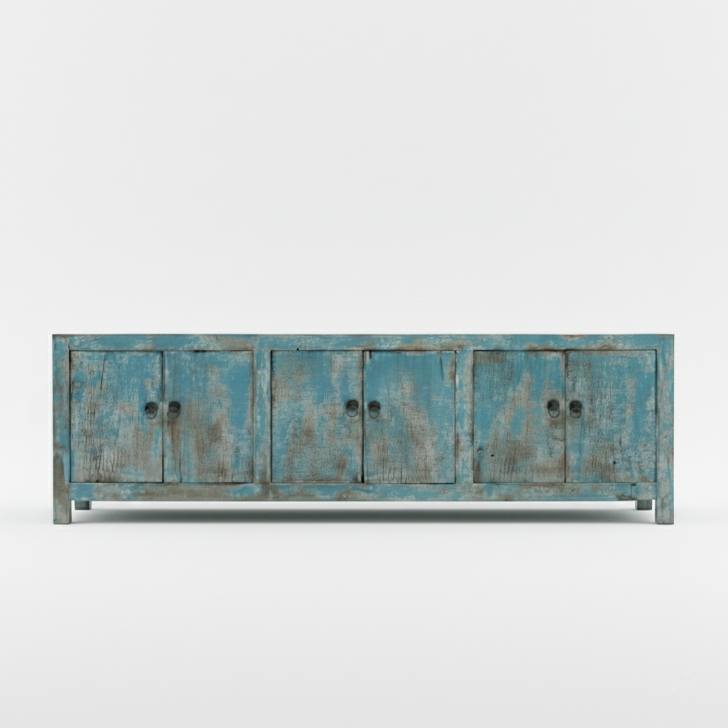 Massive Timber Block Console Table – Hand-Carved Solid Wood Architectural Statement