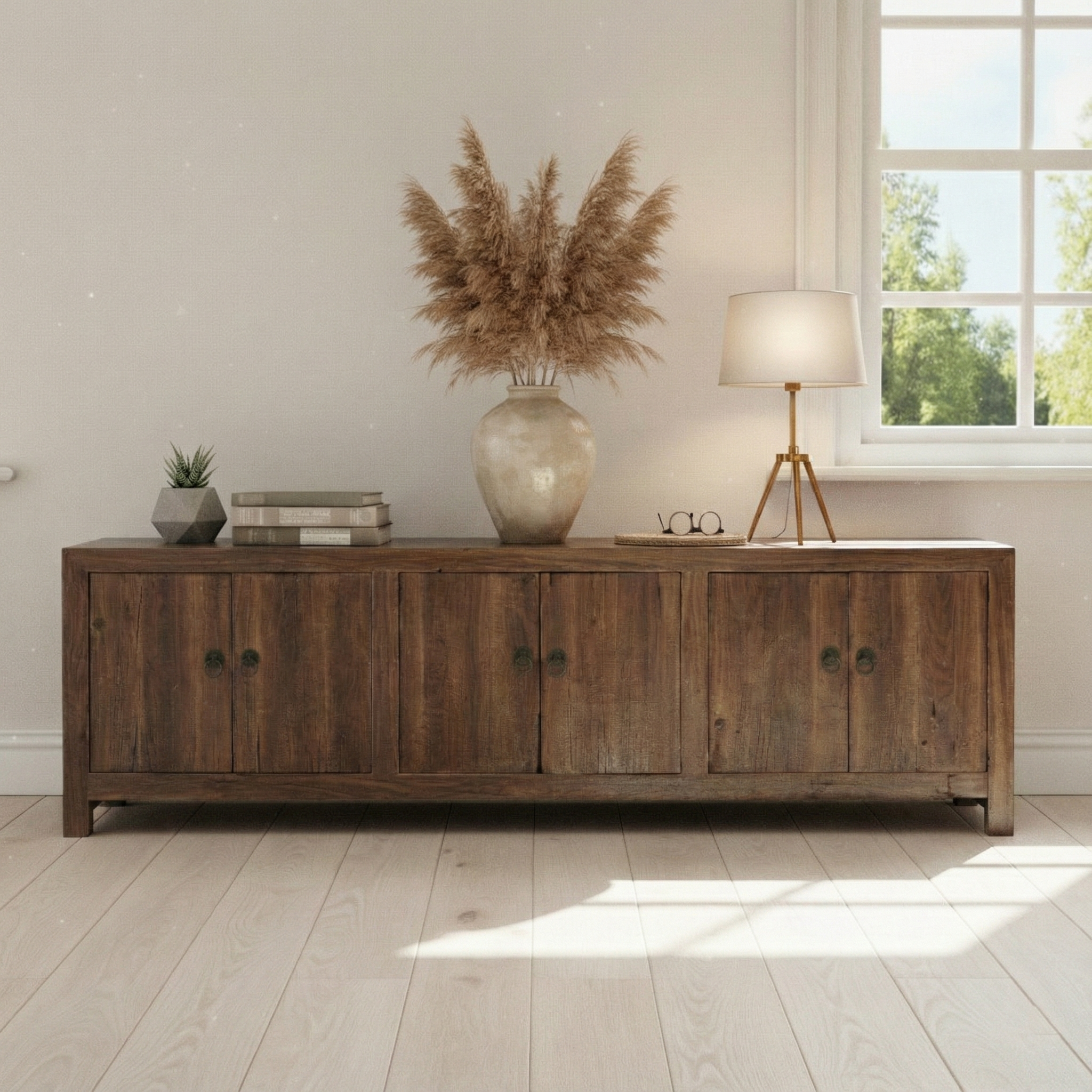 Handmade Solid Oak Console Table – Rustic Natural Wood Sideboard (70”) | Farmhouse Dining & Living Room Table