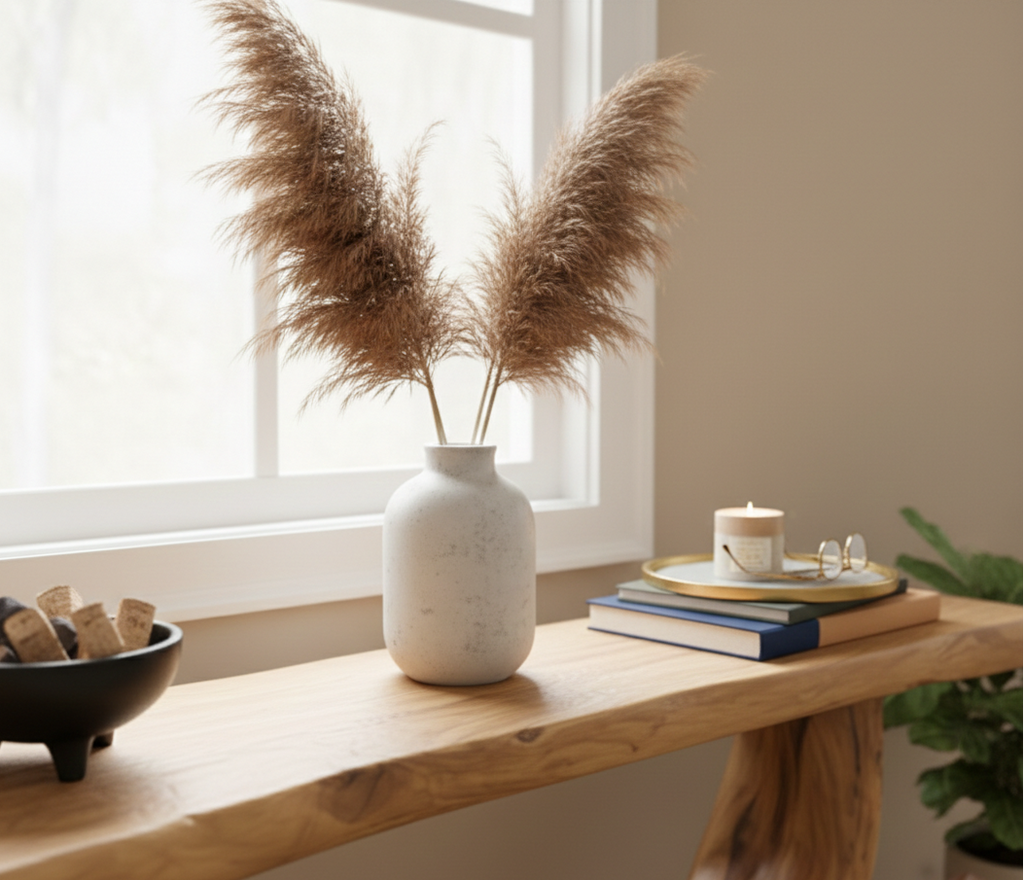 Organic Web Hand-Carved Solid Wood Console Table – Sculptural Abstract Entry Statement