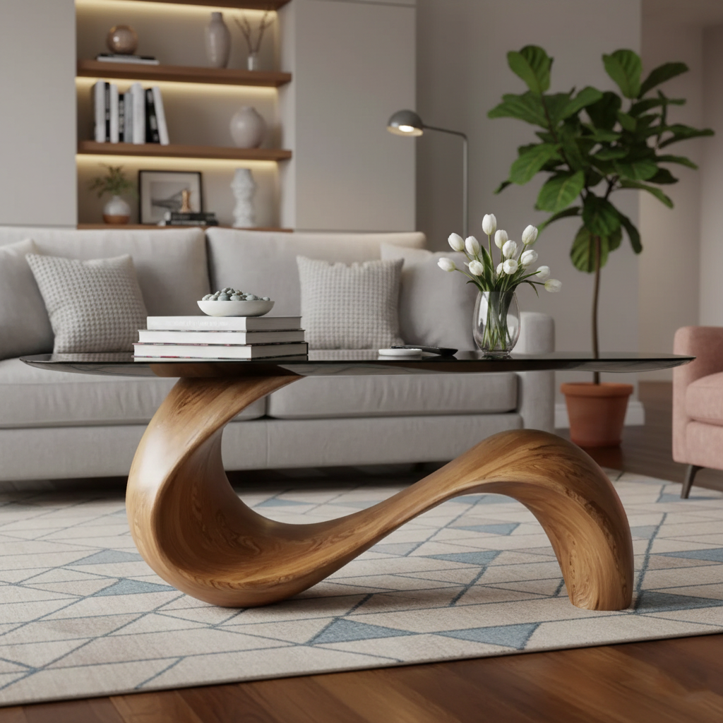 Salvaged Root & Live Edge Console Table – Hand-Carved Natural Wood Sculptural Entryway Statement