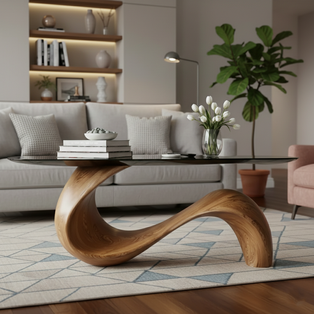 Salvaged Root & Live Edge Console Table – Hand-Carved Natural Wood Sculptural Entryway Statement