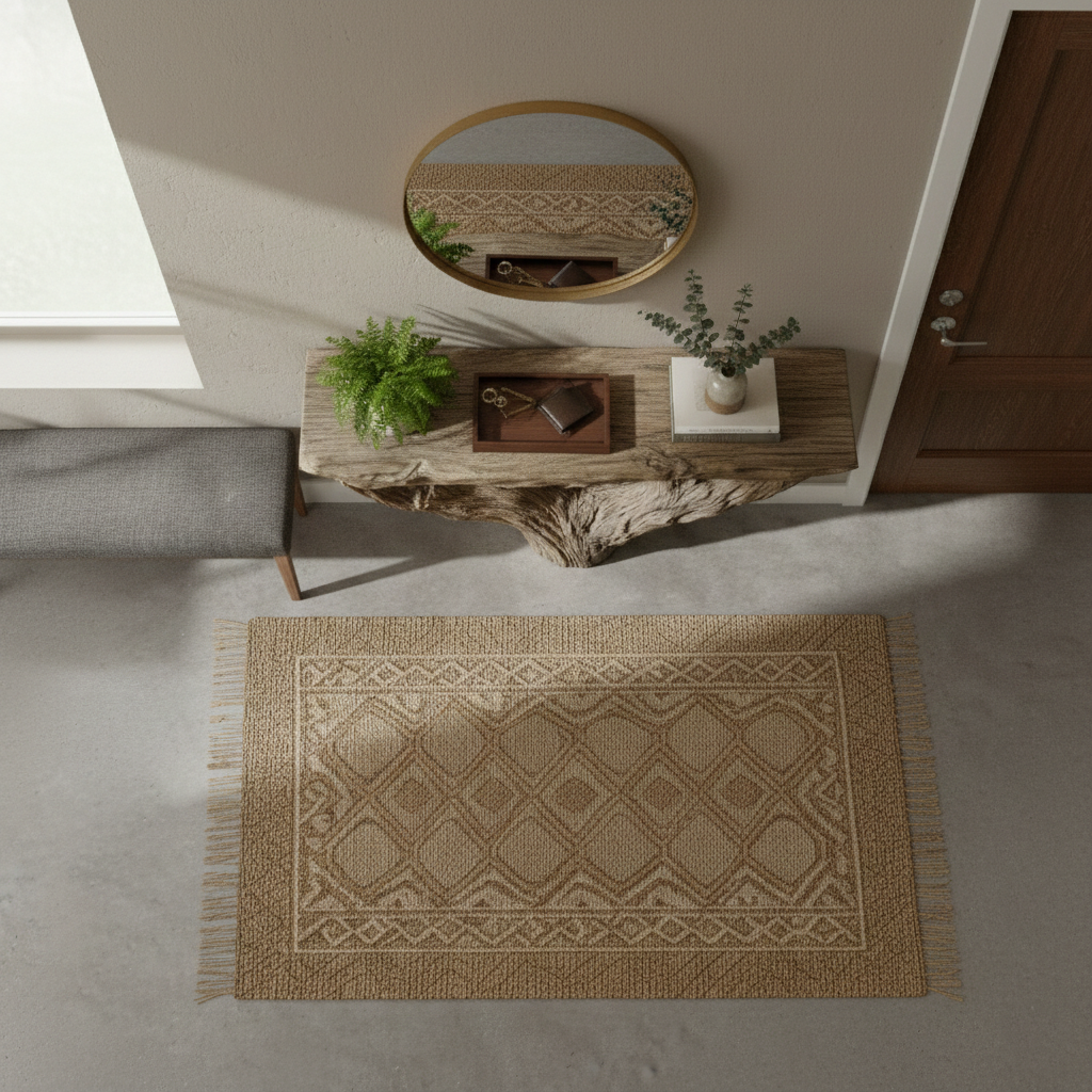 Monolith Live-Edge Solid Wood & Stone Console Table – Sculptural Rustic Statement