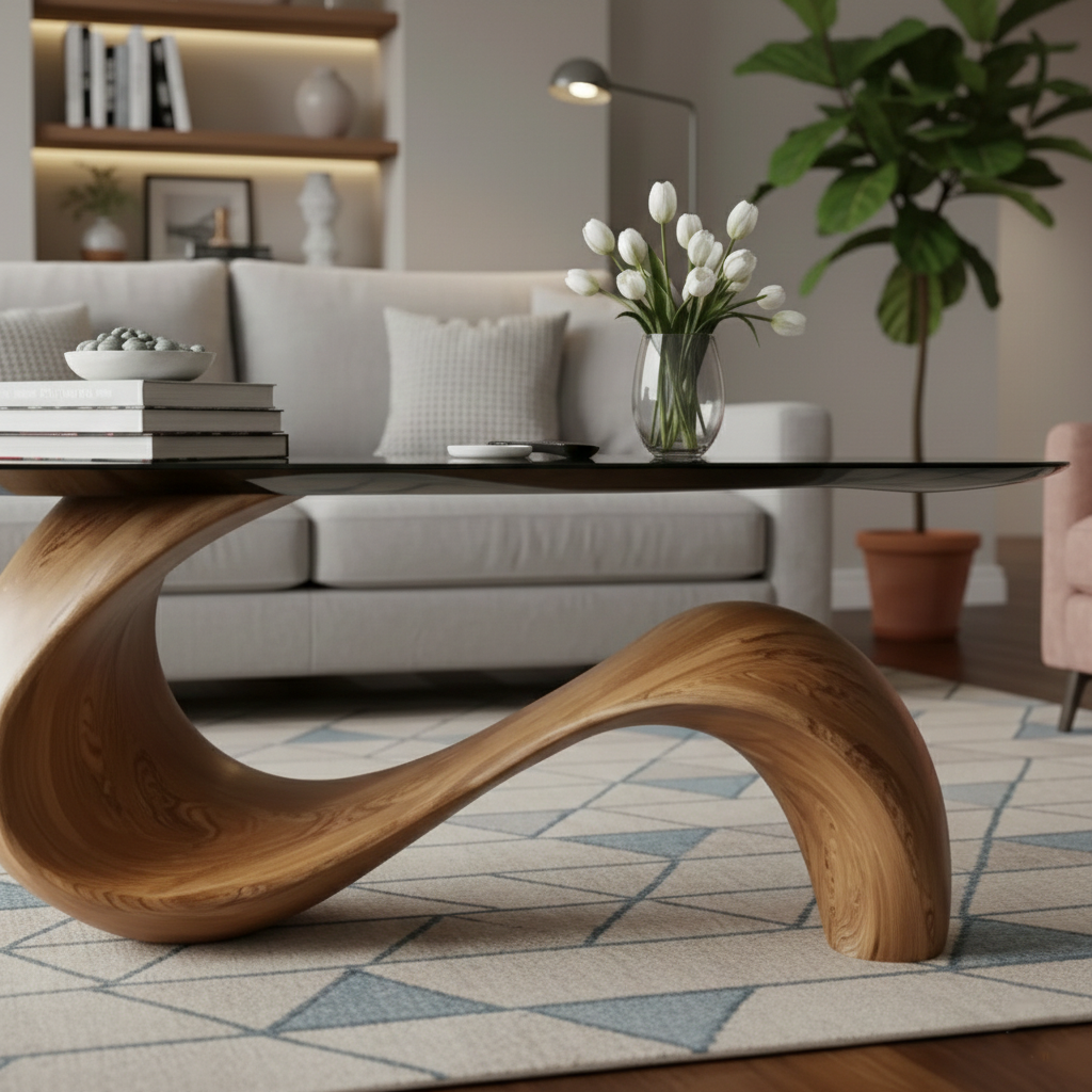 Salvaged Root & Live Edge Console Table – Hand-Carved Natural Wood Sculptural Entryway Statement