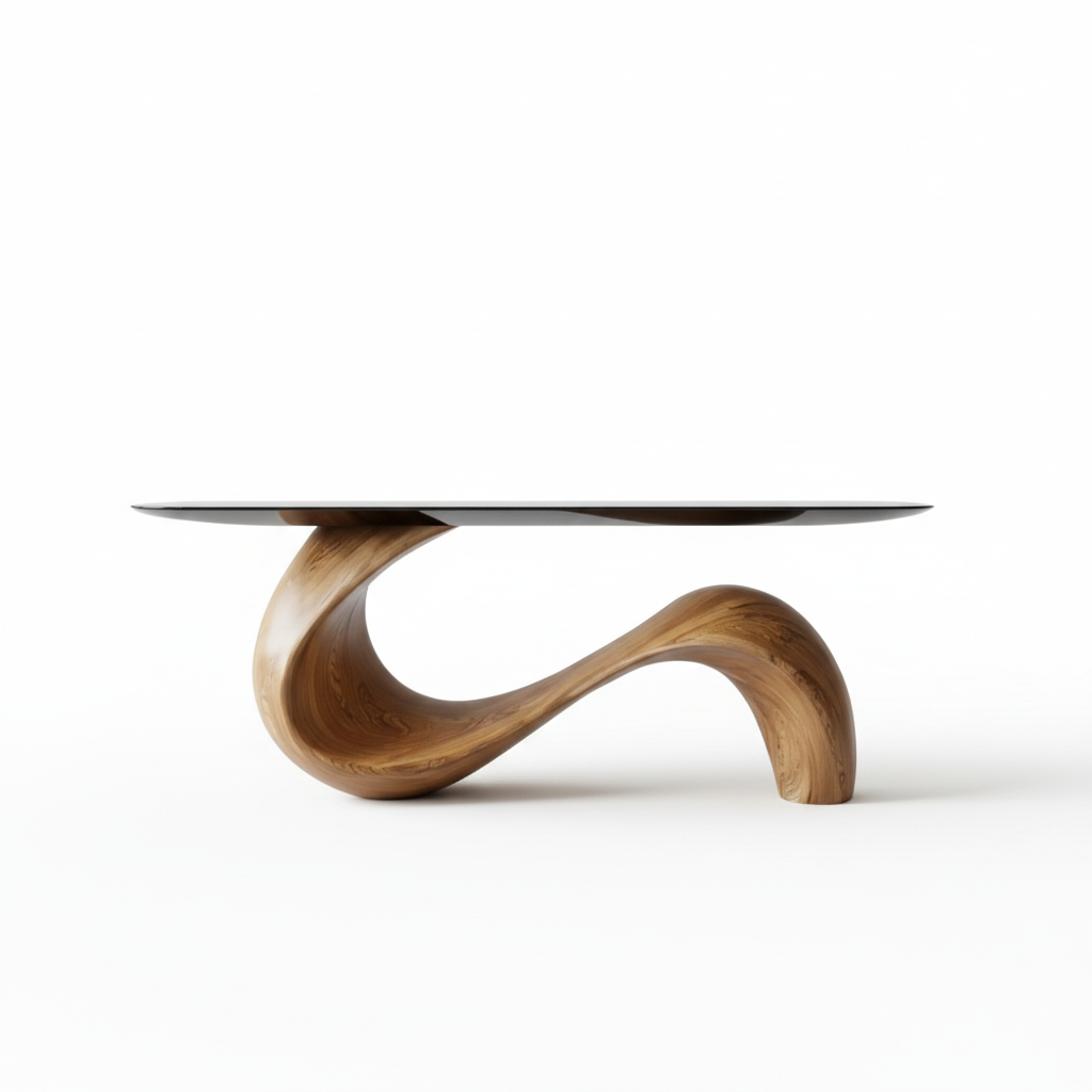 Salvaged Root & Live Edge Console Table – Hand-Carved Natural Wood Sculptural Entryway Statement