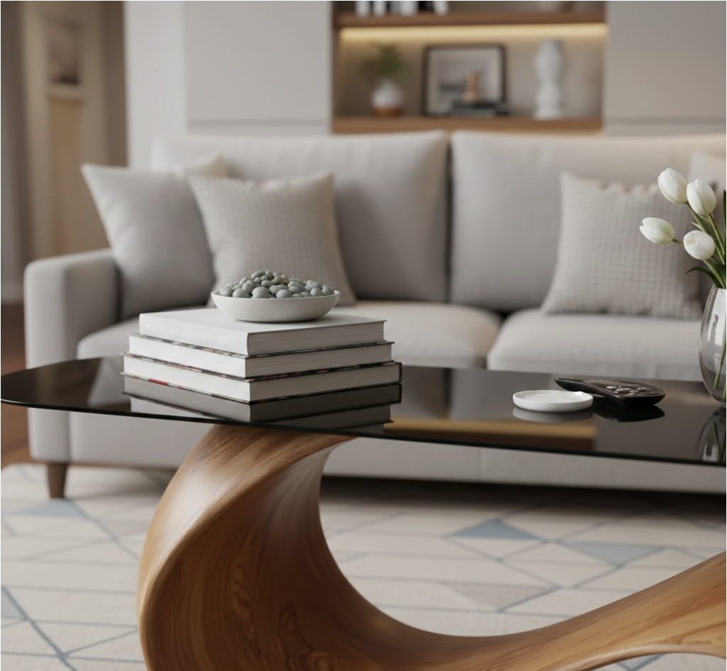 Salvaged Root & Live Edge Console Table – Hand-Carved Natural Wood Sculptural Entryway Statement