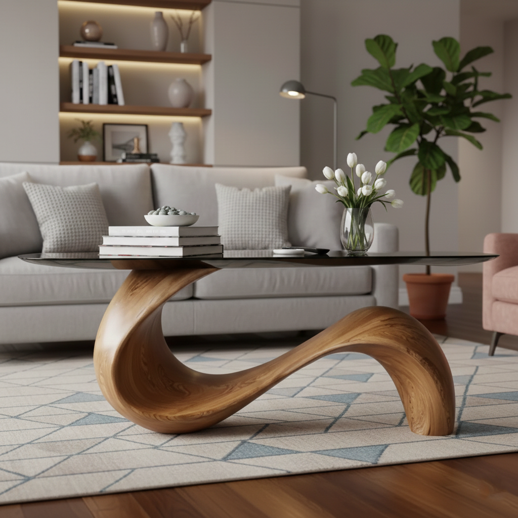 Salvaged Root & Live Edge Console Table – Hand-Carved Natural Wood Sculptural Entryway Statement