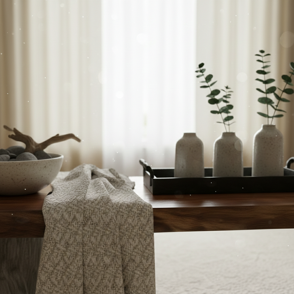 Mineral & Timber Console Table – Live Edge Solid Wood & Natural Stone Statement Installation