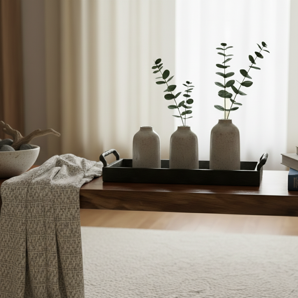 Mineral & Timber Console Table – Live Edge Solid Wood & Natural Stone Statement Installation