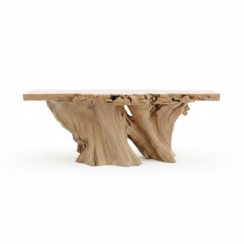 Organic Root Live-Edge Console Table – Handcrafted Natural Wood Sculptural Statement