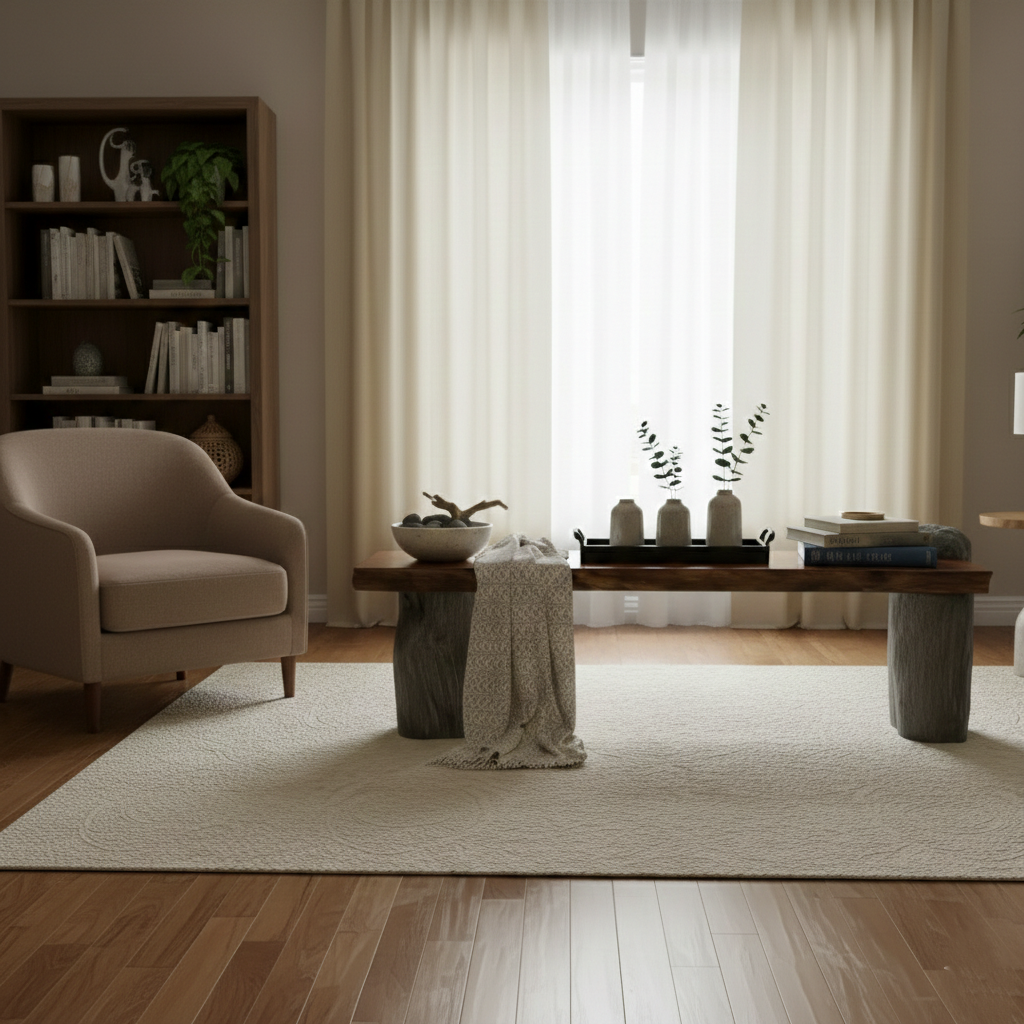 Mineral & Timber Console Table – Live Edge Solid Wood & Natural Stone Statement Installation