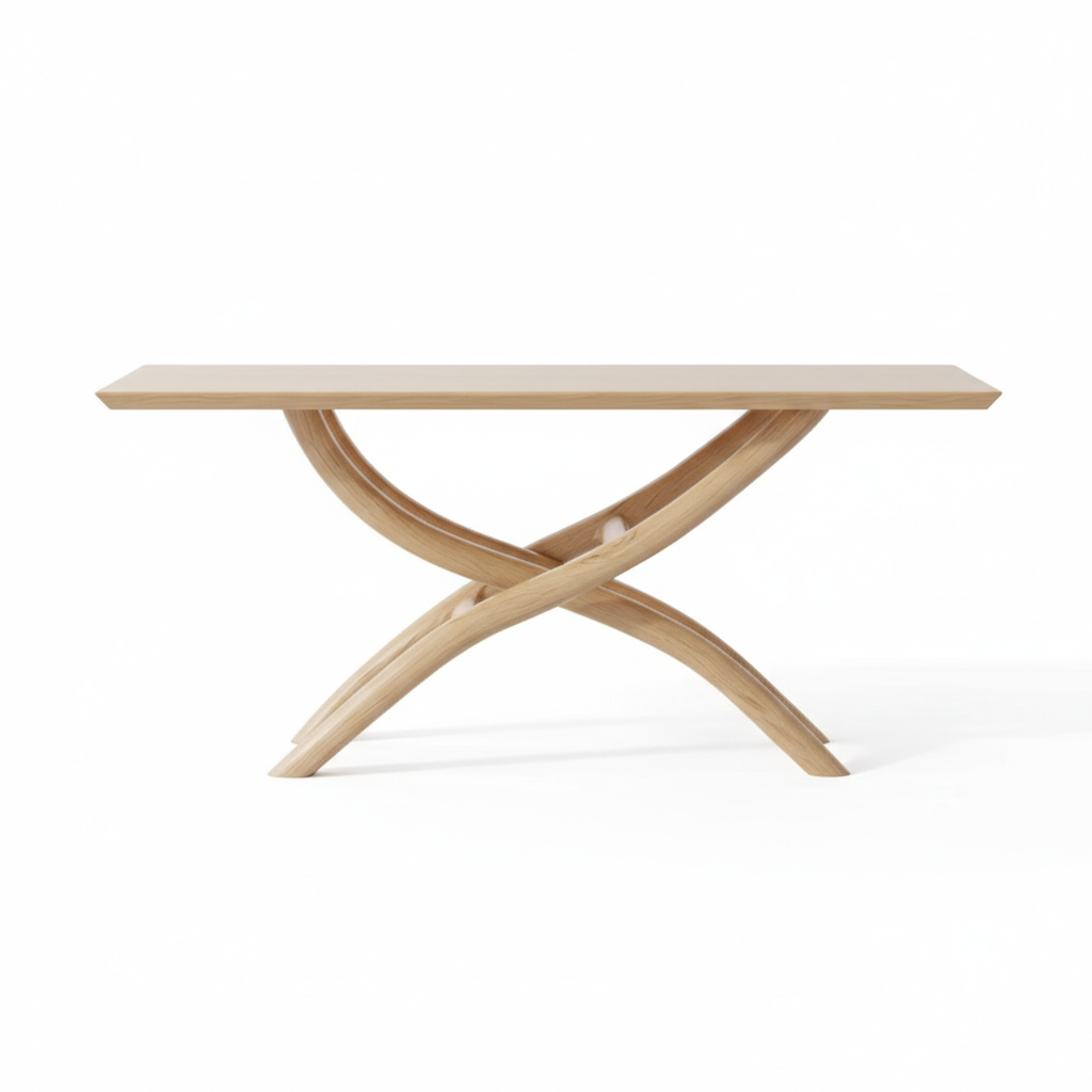 Cairn Sculptural Solid Wood Console Table – Zen Modern Entryway Statement