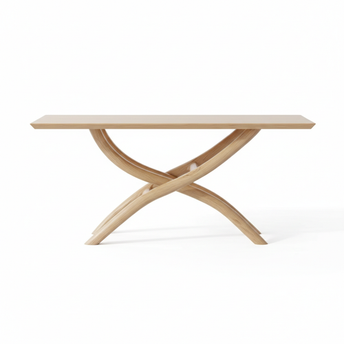 Cairn Sculptural Solid Wood Console Table – Zen Modern Entryway Statement