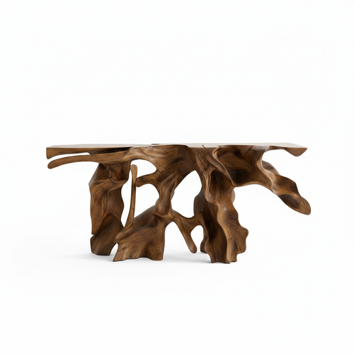 Architectural Root Console Table – Hand-Carved Organic Solid Wood Statement Piece