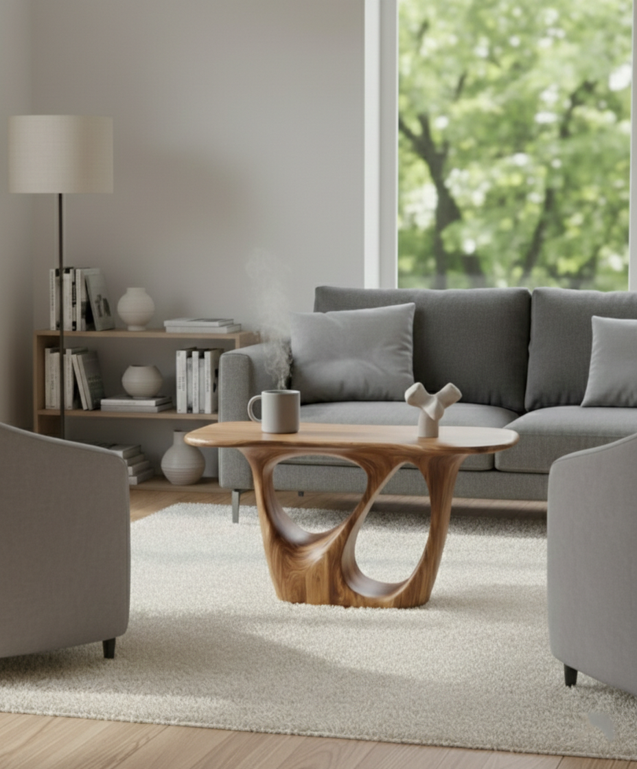 Monumental Sculptural Root Console Table – Grand Live-Edge Solid Wood Statement