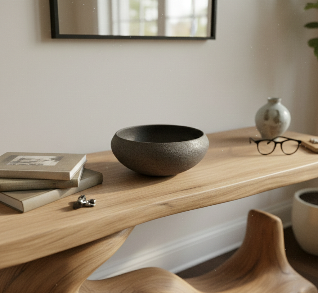 Solid Wood Sculptural Console Table – Brutalist or Biomorphic Root Design