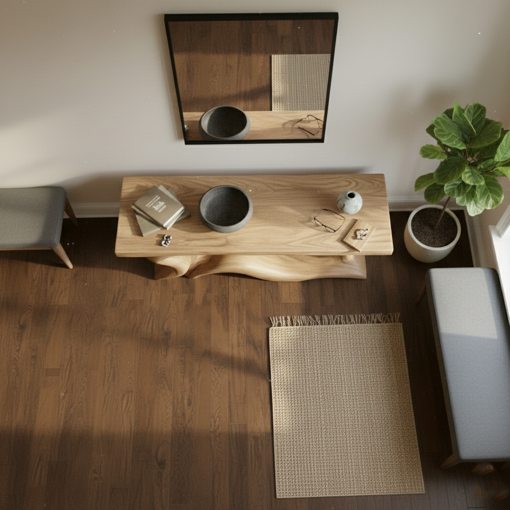 Solid Wood Sculptural Console Table – Brutalist or Biomorphic Root Design