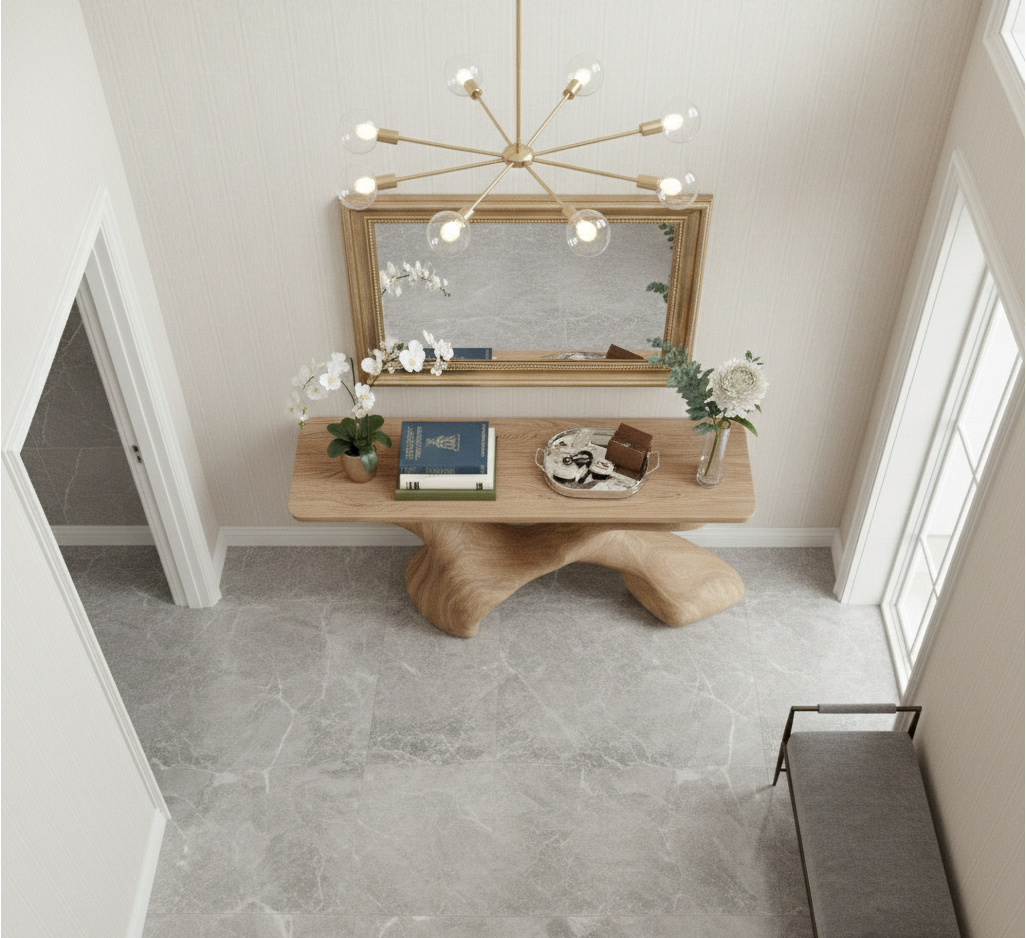 Fluid Sculptural Wood Console Table – Handcrafted Organic Modern Entryway Statement