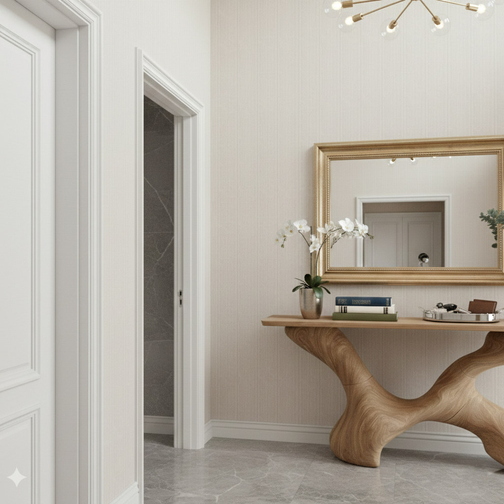 Fluid Sculptural Wood Console Table – Handcrafted Organic Modern Entryway Statement