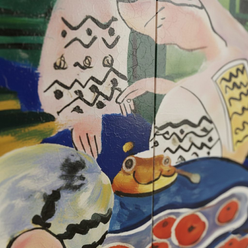 Hand-Painted Abstract Art Sideboard – Modern Statement Console Cabinet