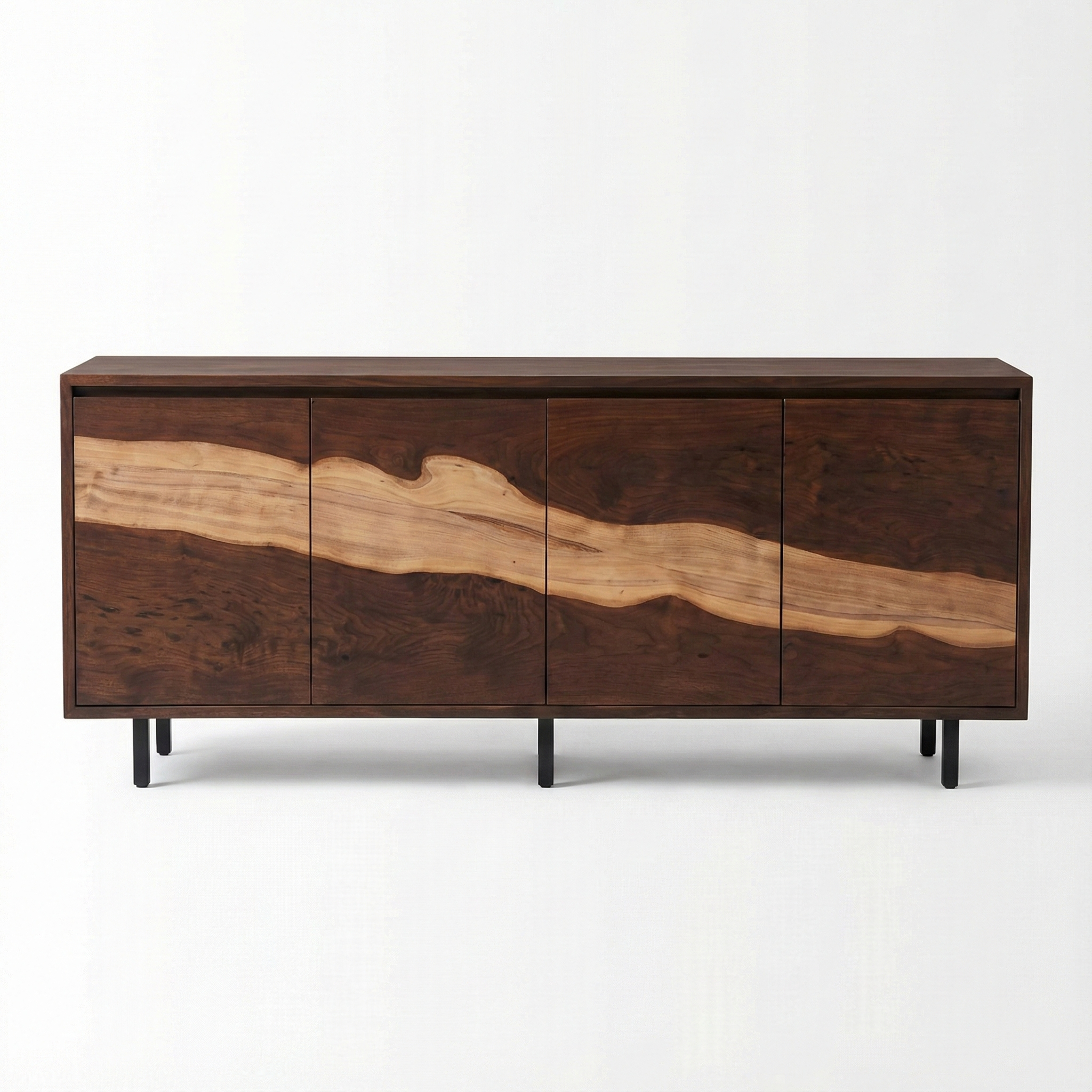 Solid Walnut Sideboard Cabinet – Handmade Natural Wood Console Table