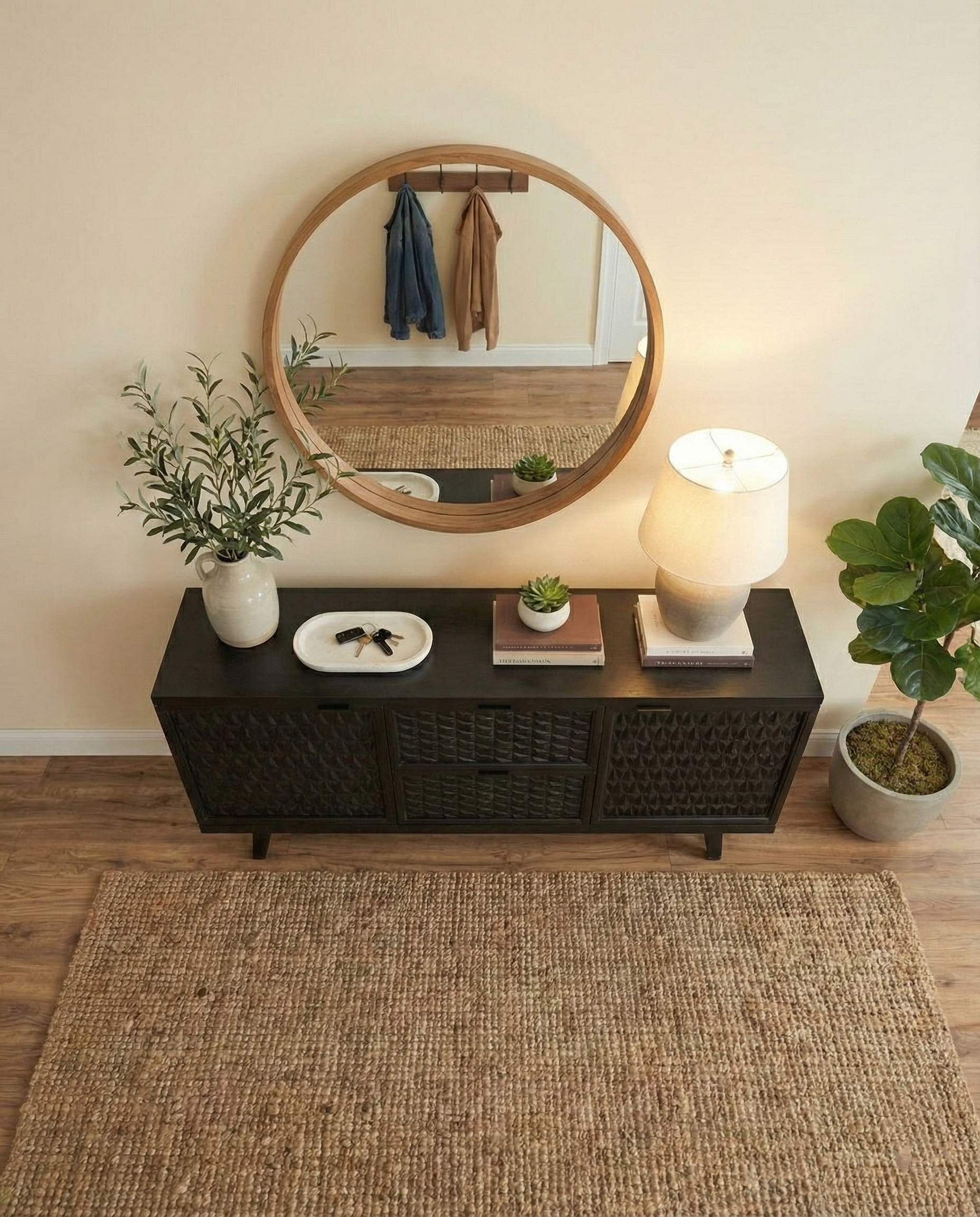 Solid Black Walnut Sideboard – Handmade Modern Real Wood Console Cabinet